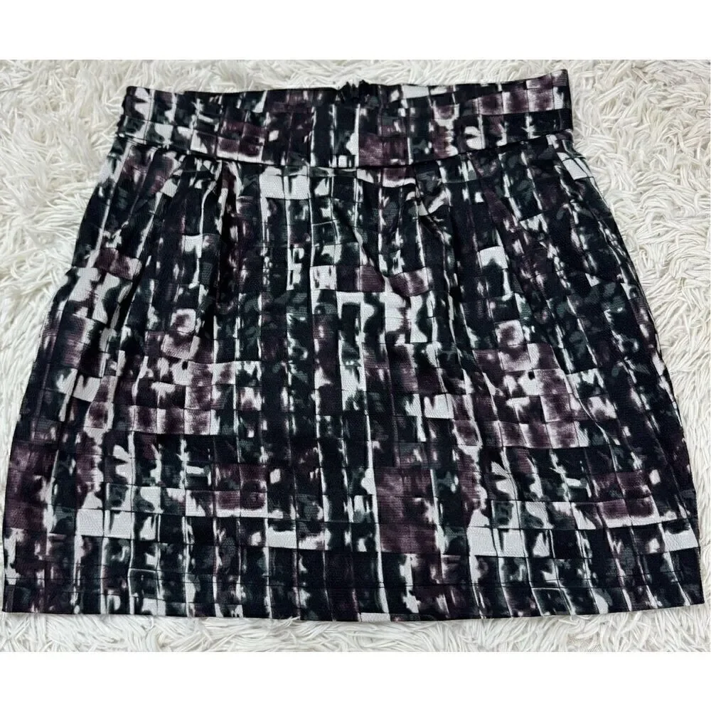 Adorable Black, Maroon, White & Gray Mini Skirt by KatWalk size Small